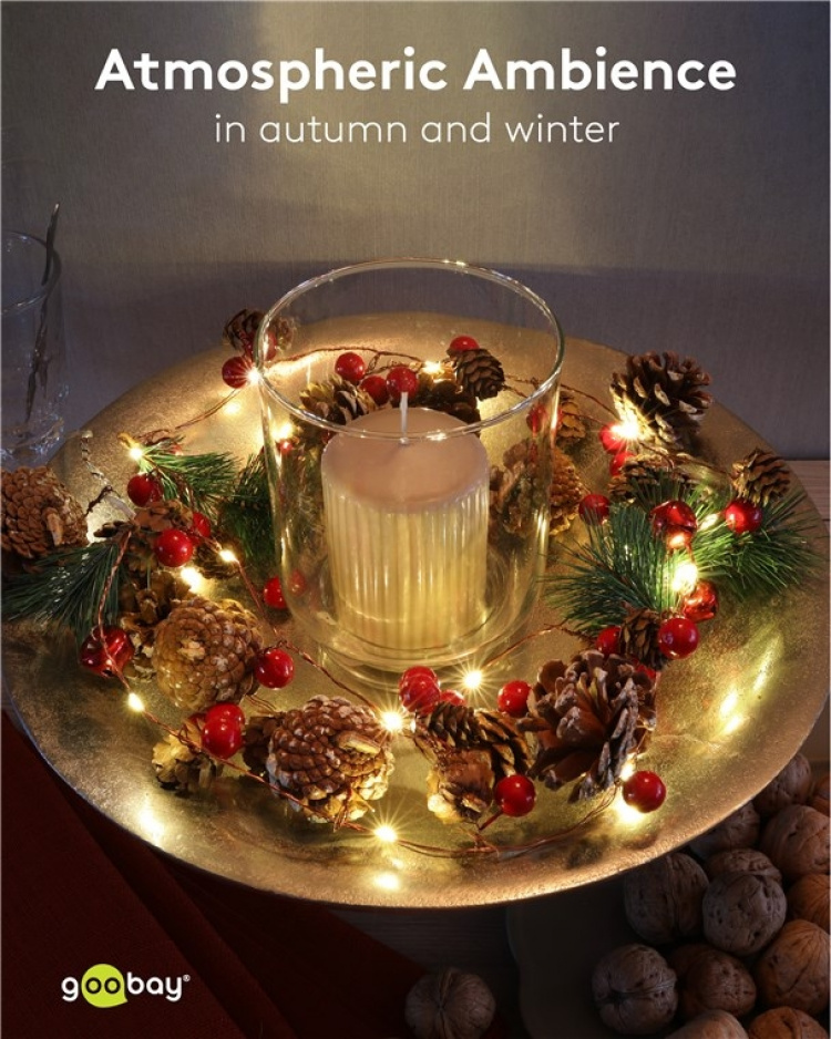 Goobay 20 LED ljusslinga med silvertråd  Goobay 20 LED ljusslinga med silvertråd