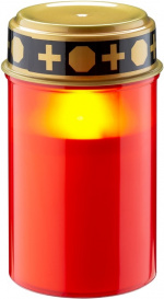 Goobay LED gravljus, rött med realistisk flikkereffekt, varmvit (3000 K), batteridrift (2x AA), för inomhus- och utomhusbruk (IP44) Goobay LED gravljus, rött med realistisk flikkereffekt, varmvit (3000 K), batteridrift (2x AA), för inomhus- och utomhusbruk (IP44)