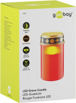 Goobay LED gravljus, rött med realistisk flikkereffekt, varmvit (3000 K), batteridrift (2x AA), för inomhus- och utomhusbruk (IP44) Goobay LED gravljus, rött med realistisk flikkereffekt, varmvit (3000 K), batteridrift (2x AA), för inomhus- och utomhusbruk (IP44)