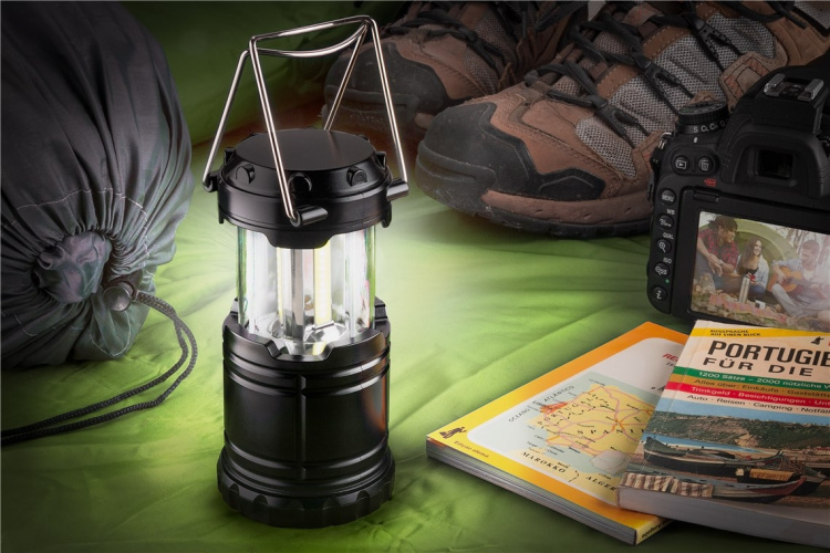 Goobay LED campinglampa High Bright 250 infällbar, kompakt design, mycket ljusstark, kallvitt (6800 K)