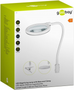 Goobay LED-förstoringslampa med stativ/klämma, 6 W, vit 480 lm, 100 mm glaslins, 1,75x förstoring, 3 dioptrier