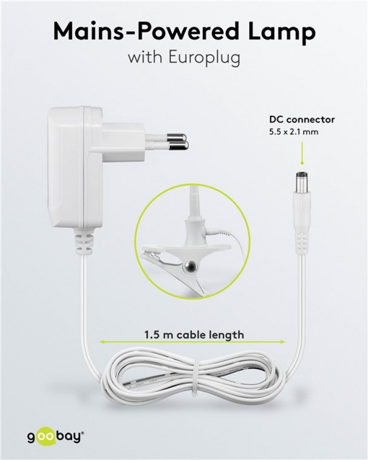 Goobay LED-förstoringslampa med stativ/klämma, 6 W, vit 480 lm, 100 mm glaslins, 1,75x förstoring, 3 dioptrier