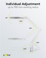 Goobay LED-förstoringslampa med klämma, 8 W, vit 650 lm, 127 mm kristallglaslins, 1,75x förstoring, 3 dioptrier
