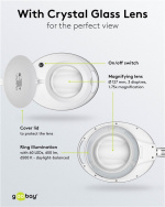 Goobay LED-förstoringslampa med klämma, 8 W, vit 650 lm, 127 mm kristallglaslins, 1,75x förstoring, 3 dioptrier