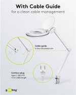 Goobay LED-förstoringslampa med klämma, 8 W, vit 650 lm, 127 mm kristallglaslins, 1,75x förstoring, 3 dioptrier