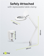 Goobay LED-förstoringslampa med klämma, 9 W, vit 80-730 lm, dimbar, 127 mm kristallglaslins, 1,75x förstoring, 3 dioptrier