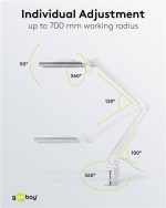Goobay LED-förstoringslampa med klämma, 9 W, vit 80-730 lm, dimbar, 127 mm kristallglaslins, 1,75x förstoring, 3 dioptrier