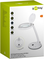 Goobay LED-förstoringslampa med stativ, 6 W, vit 80-450 lm, dimbar, 100 mm glaslins, 1,75x förstoring, 3 dioptrier