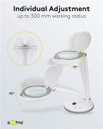 Goobay LED-förstoringslampa med stativ, 6 W, vit 80-450 lm, dimbar, 100 mm glaslins, 1,75x förstoring, 3 dioptrier