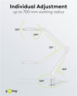 Goobay LED-förstoringslampa med klämma, 10 W, vit 800 lm, ljusstyrka och ljusfärg justerbar, 127 mm glaslins, 1,75x förstoring, 3 dioptrier