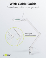 Goobay LED-förstoringslampa med klämma, 10 W, vit 800 lm, ljusstyrka och ljusfärg justerbar, 127 mm glaslins, 1,75x förstoring, 3 dioptrier