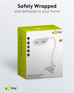 Goobay LED-förstoringslampa med klämma, 6 W, vit 480 lm, 100 mm glaslins, 1,75x förstoring, 3 dioptrier