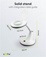 Goobay LED-förstoringslampa med stativ, 6 W, vit 450 lm, 100 mm glaslins, 1,75x förstoring, 3 dioptrier