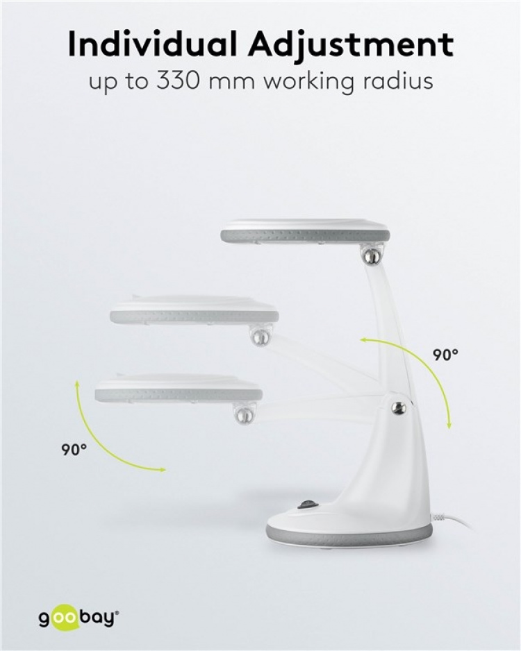 Goobay LED-förstoringslampa med stativ, 6 W, vit 450 lm, 100 mm glaslins, 1,75x förstoring, 3 dioptrier