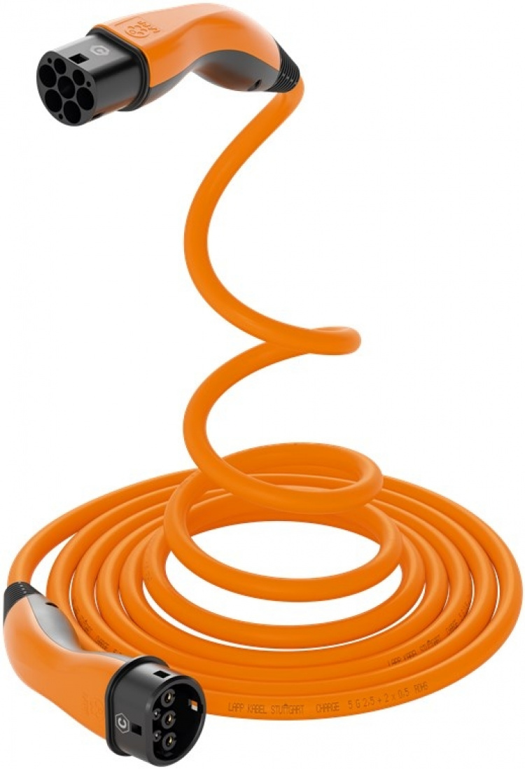 LAPP MOBILITY HELIX laddkabel Typ 2, upp till 7,4 kW, m, orange (5555935014) 32 A, 1-fas, för laddning av hybrid- och elbilar med Typ 2-anslutning