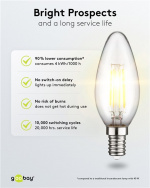 Goobay LED-lampa med glödtråd, 4 W sockel E14, varmvit, ej dimbar