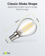 Goobay LED Mini Globe med glödtråd, 4 W sockel E14, varmvit, ej dimbar Goobay LED Mini Globe med glödtråd, 4 W sockel E14, varmvit, ej dimbar