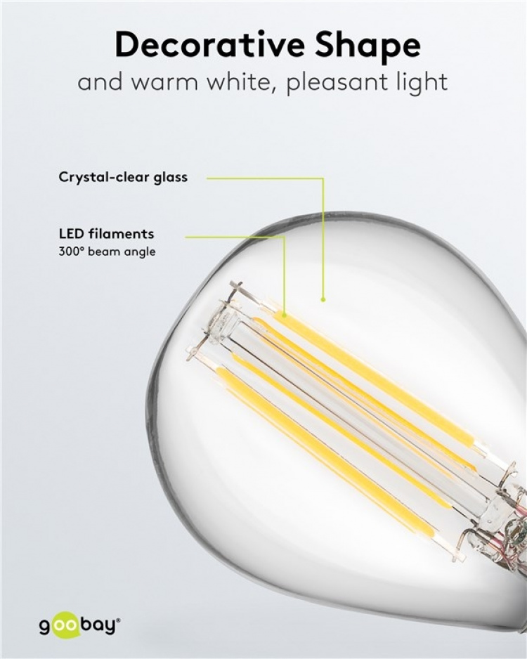 Goobay LED Mini Globe med glödtråd, 4 W sockel E14, varmvit, ej dimbar Goobay LED Mini Globe med glödtråd, 4 W sockel E14, varmvit, ej dimbar