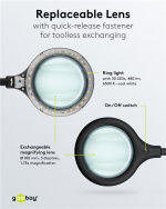 Goobay LED-förstoringslampa med klämma, 6 W, svart 480 lm, 100 mm glaslins, 1,75x förstoring, 3 dioptrier Goobay LED-förstoringslampa med klämma, 6 W, svart 480 lm, 100 mm glaslins, 1,75x förstoring, 3 dioptrier