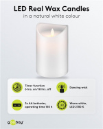 Goobay LED-ljus av äkta vax, vitt, 10x15 cm vacker och säker ljuslösning för många områden som hem och loggia, kontor eller skolor