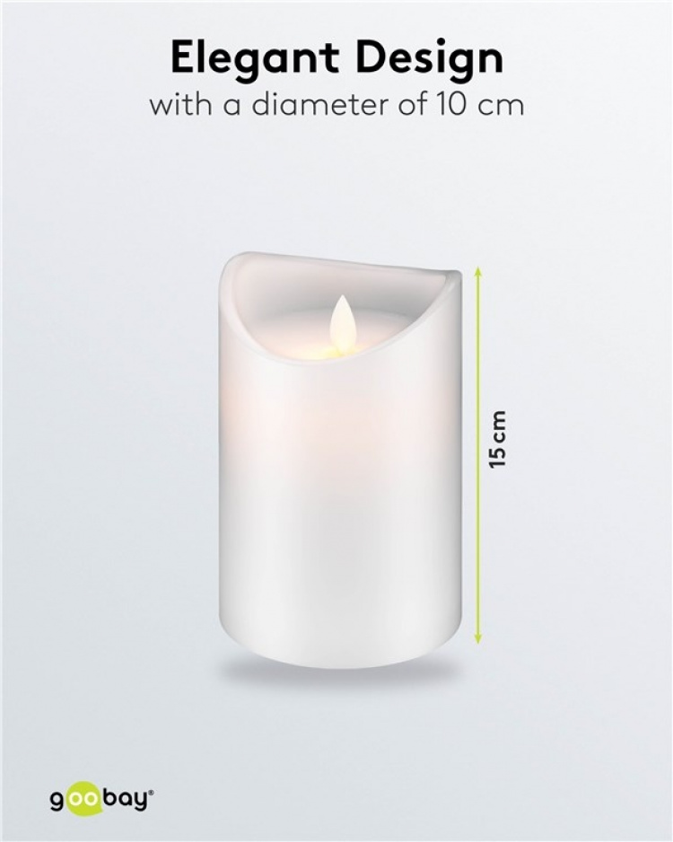 Goobay LED-ljus av äkta vax, vitt, 10x15 cm vacker och säker ljuslösning för många områden som hem och loggia, kontor eller skolor