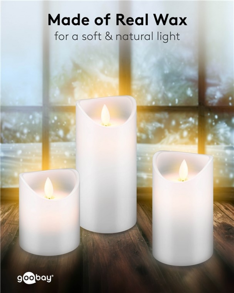Goobay LED-ljus av äkta vax, vitt, 10x15 cm vacker och säker ljuslösning för många områden som hem och loggia, kontor eller skolor