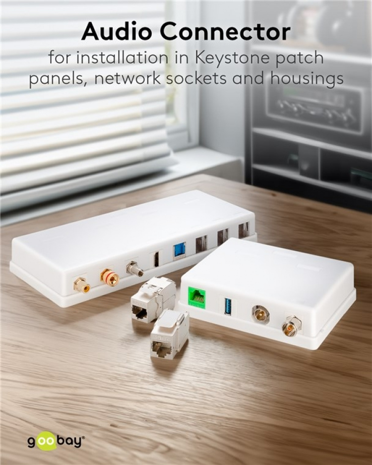 Goobay Keystone-modul RCA 2x cinchuttaget, vit, Guldpläterad