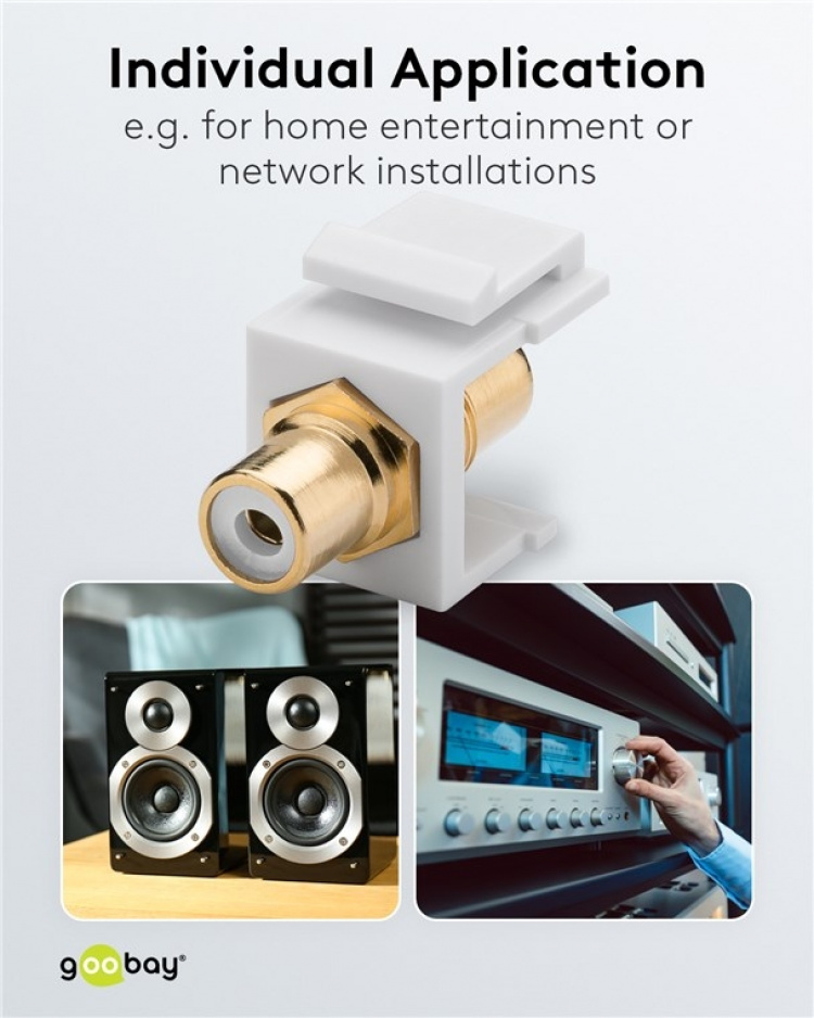 Goobay Keystone-modul RCA 2x cinchuttaget, vit, Guldpläterad