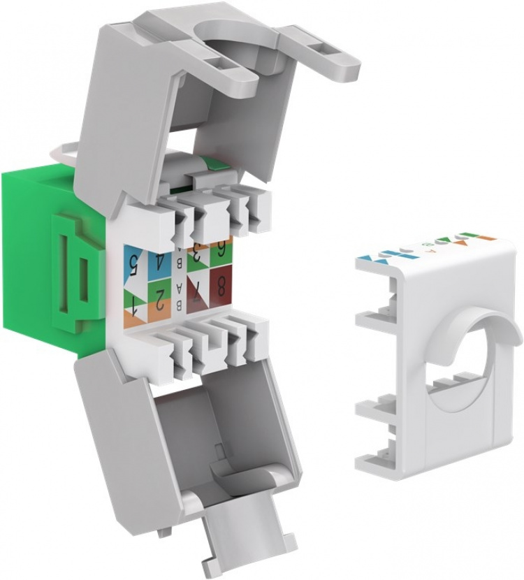 Goobay Keystone-modul RJ45 CAT 6A, UTP 16,5 mm bred, krokodiltyp, klämlist för verktygslös IDC-montering