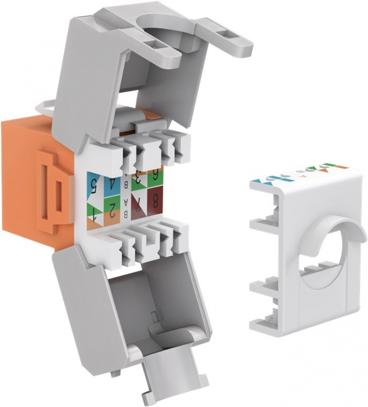 Goobay Keystone-modul RJ45 CAT 6A, UTP 16,5 mm bred, krokodiltyp, klämlist för verktygslös IDC-montering