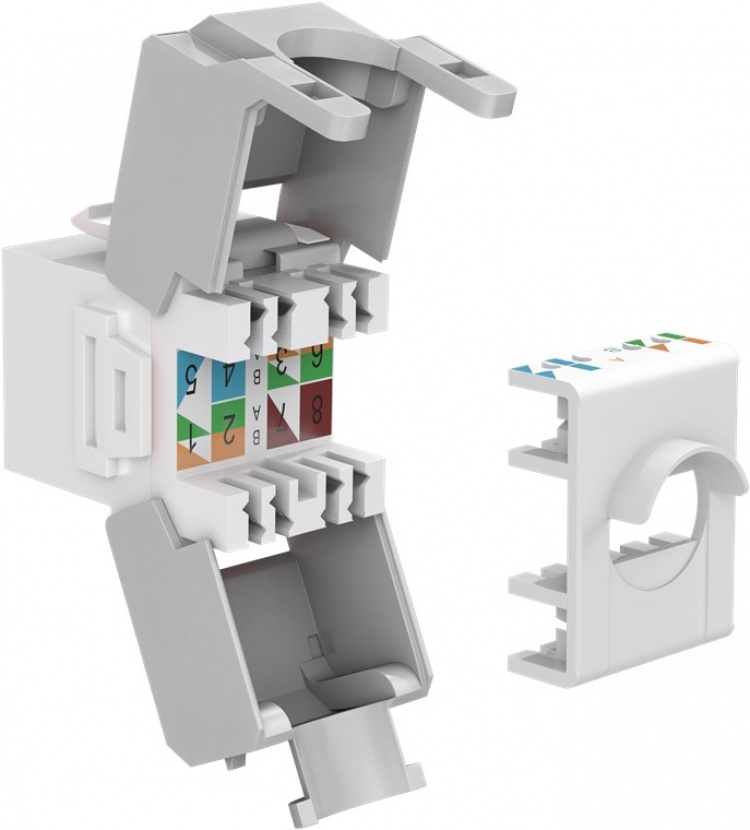 Goobay Keystone-modul RJ45 CAT 6A, UTP 16,5 mm bred, krokodiltyp, klämlist för verktygslös IDC-montering