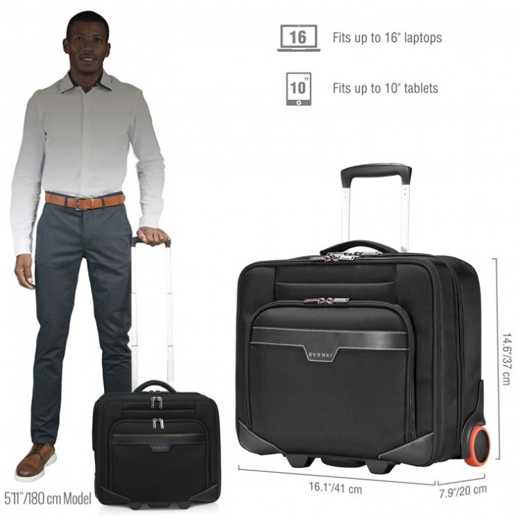 everki Journey (EKB440) Laptop vagn med inställbar fack för maskiner från 11 tum till 16 tum
