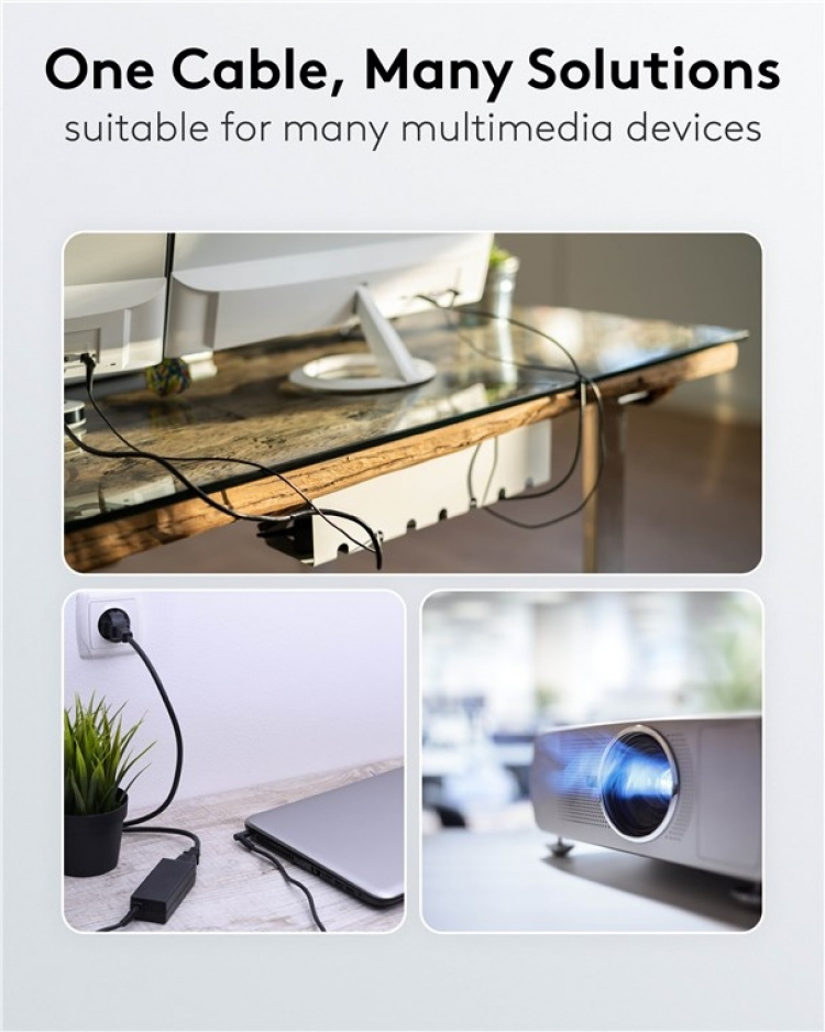 Goobay Nätanslutningskabel Schweiz, 1,8 m, svart Schweizisk kontakt (typ J, SEV 1011) > apparatuttag C5 Goobay Nätanslutningskabel Schweiz, 1,8 m, svart Schweizisk kontakt (typ J, SEV 1011) > apparatuttag C5