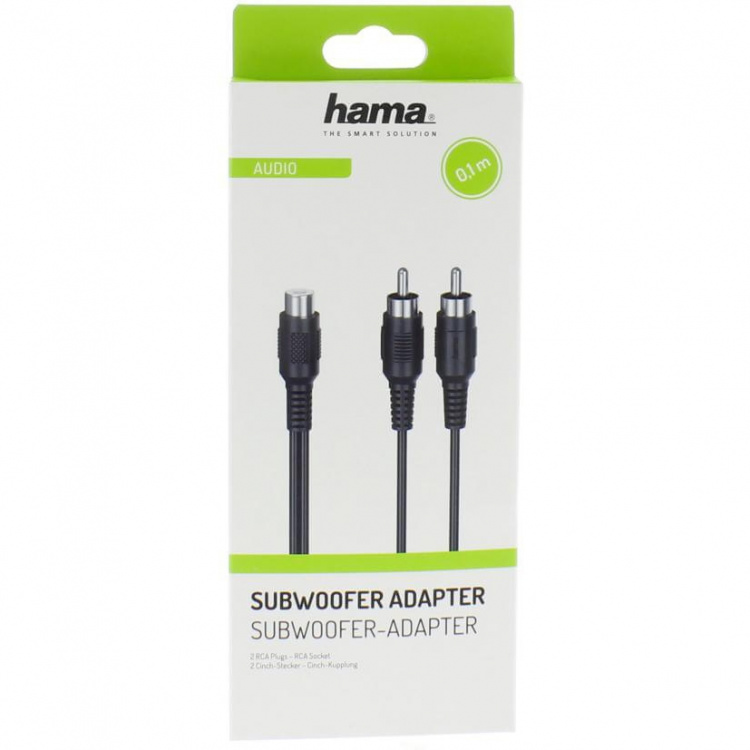 Hama Adapter Audio 2xRCA-RCA Subwoofer 2xHane-Hona Svart