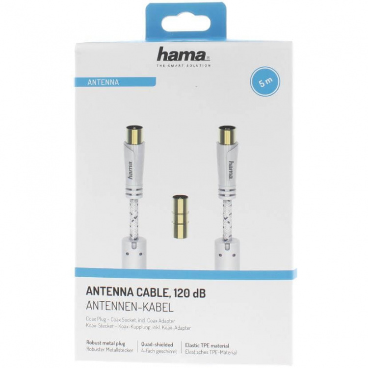 Hama Kabel Antenn 120dB Vit 5m