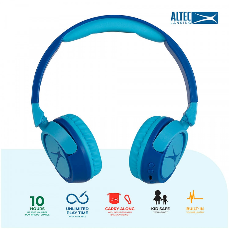 Altec Lansing Barnhörlur Trådlös 2in1 On-Ear Blå Altec Lansing Barnhörlur Trådlös 2in1 On-Ear Blå