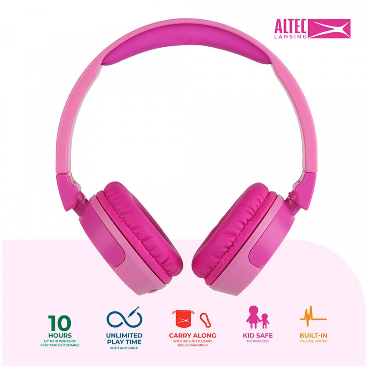 Altec Lansing Barnhörlur Trådlös 2in1 On-Ear Rosa