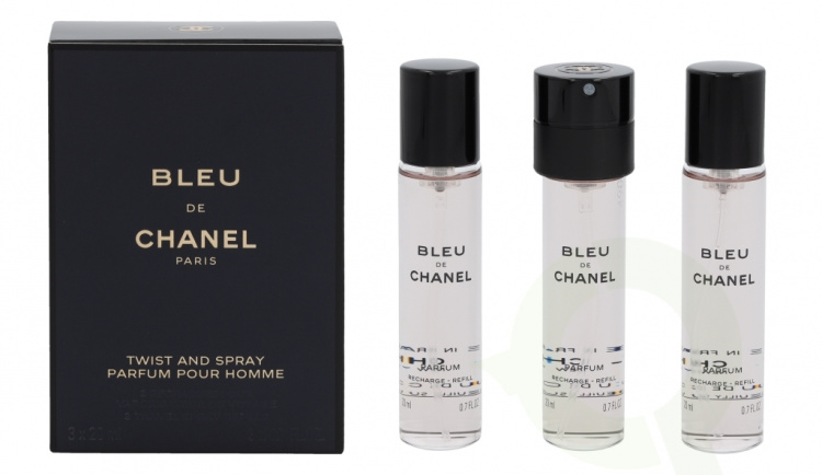 Chanel Bleu De Chanel Pour Homme Giftset 60 ml, 3x Edp Spray Refill 20ml - Twist and Spray - Travel Sprays