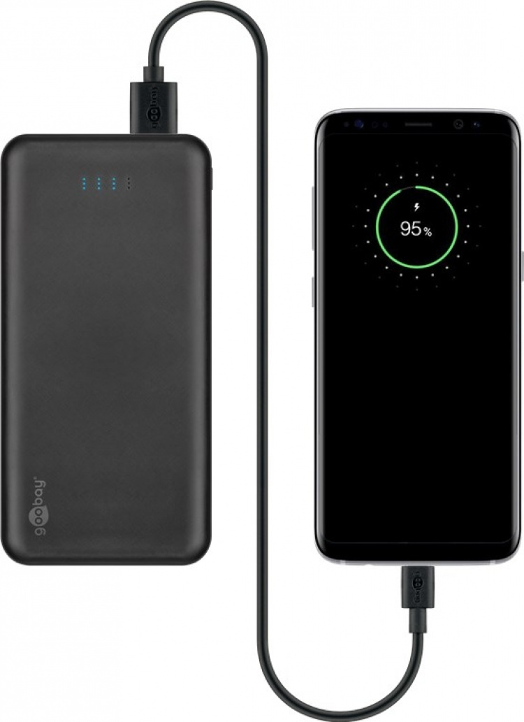 Goobay Powerbank Slimline 10.000 mAh kraftfull 10.000 mAh i en praktisk och kompakt design med statusdisplay
