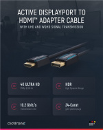 ClickTronic Adapterkabel för aktiv DisplayPort™ till HDMI™ (4K/60Hz) Premiumkabel | 1x DisplayPort™-kontakt >> 1x HDMI™-kontakt | 2,0 m | 4K @ 60 Hz