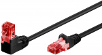 Goobay Patchkabel CAT 6, 1x 90° vinklad, U/UTP, svart kopparklädd aluminiumledare (CCA), snäpplås på toppen, 10 m