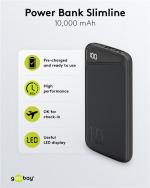Goobay Powerbank Slimline 10.000 mAh Kraftfulla 10.000 mAh med statusdisplay