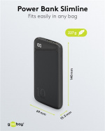 Goobay Powerbank Slimline 10.000 mAh Kraftfulla 10.000 mAh med statusdisplay