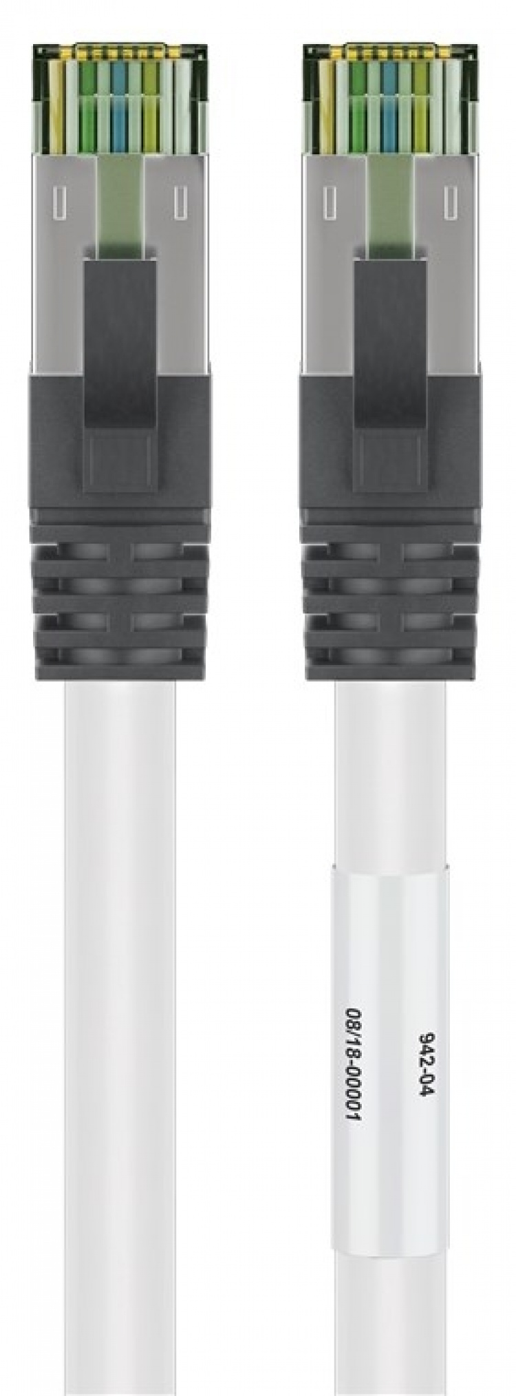Goobay CAT 8.1 Patchkabel, S/FTP (PiMF), vit 99,9 % syrefri kopparledare (OFC), AWG 24, halogenfri kabelhölje (LSZH), 0.25 m