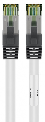 Goobay RJ45 (CAT 6A, 500 MHz) patchkabel med CAT 8.1 S/FTP rå kabel, vit 99,9 % syrefri kopparledare (OFC), AWG 24, halogenfri kabelhölje (LSZH), 7.5 m