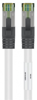 Goobay RJ45 (CAT 6A, 500 MHz) patchkabel med CAT 8.1 S/FTP rå kabel, vit 99,9 % syrefri kopparledare (OFC), AWG 24, halogenfri kabelhölje (LSZH), 7.5 m