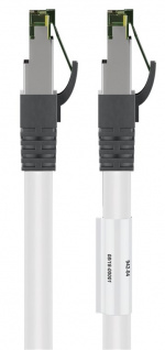 Goobay RJ45 (CAT 6A, 500 MHz) patchkabel med CAT 8.1 S/FTP rå kabel, vit 99,9 % syrefri kopparledare (OFC), AWG 24, halogenfri kabelhölje (LSZH), 10 m