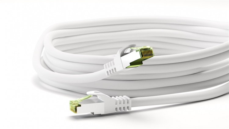 Goobay GHMT-certifierad CAT 8.1 patchkabel, S/FTP (PiMF), vit kopparledare, LSZH halogenfri kabelhölje, 2 m Goobay GHMT-certifierad CAT 8.1 patchkabel, S/FTP (PiMF), vit kopparledare, LSZH halogenfri kabelhölje, 2 m