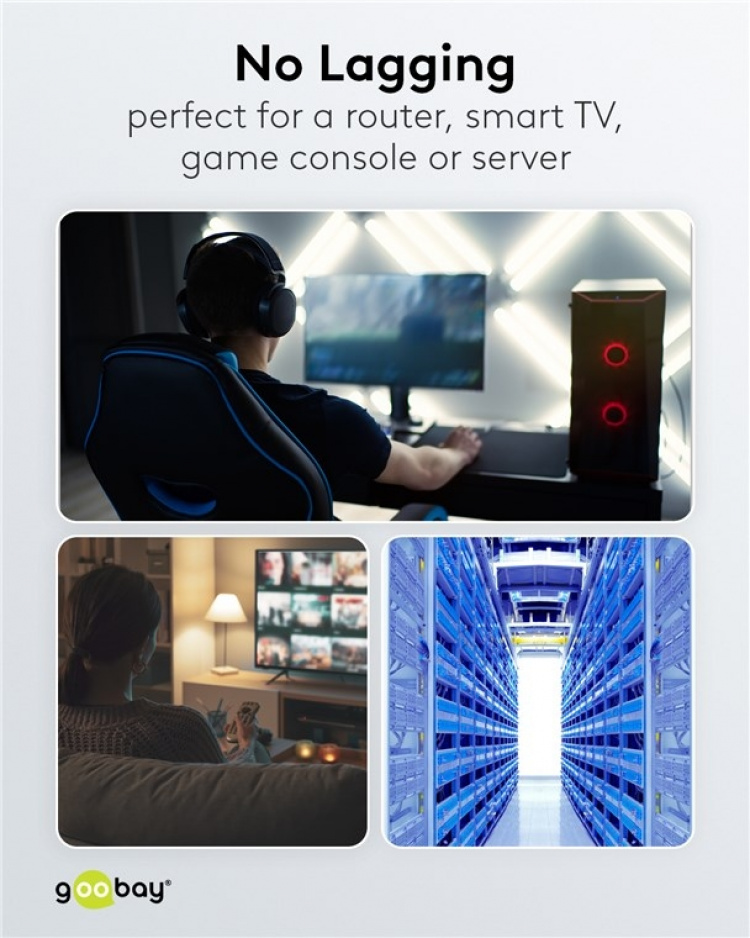 Goobay RJ45 patchkabel med CAT 8.1 S/FTP råkabel, AWG 26, grå kopparledare, LSZH halogenfri kabelhölje, RJ45-kontakt (CAT 6A), 7.5 m Goobay RJ45 patchkabel med CAT 8.1 S/FTP råkabel, AWG 26, grå kopparledare, LSZH halogenfri kabelhölje, RJ45-kontakt (CAT 6A), 7.5 m