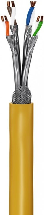 Goobay GHMT-certifierad CAT 8.1 installationskabel, S/FTP (PiMF), gul kopparledare (CU), AWG 22/1 (solid), halogenfri (LSZH), 50 m
